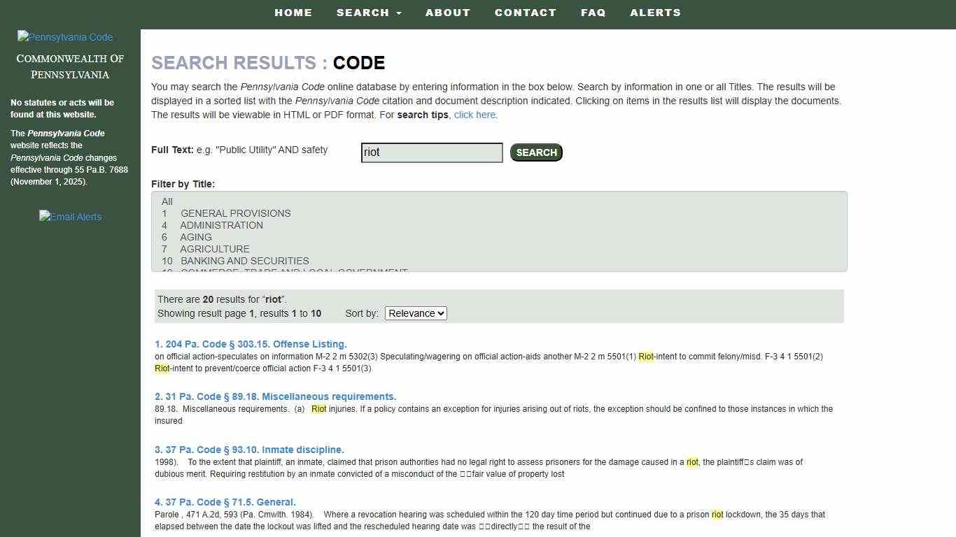 Pennsylvania Code - Search